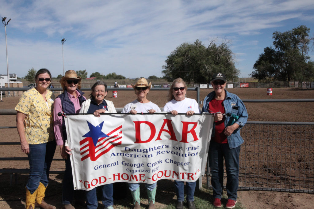 This is a photo of members of General George Crook Chapter, NSDAR, participating in a patriotic Horses with Heart event in Chino Valley.